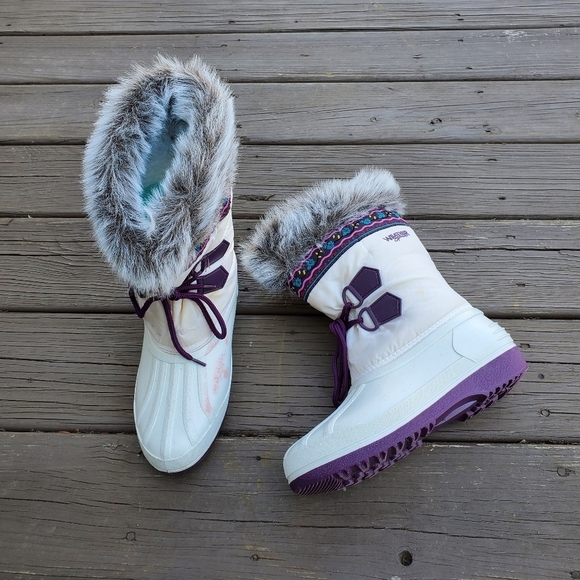 Vintage 90s y2k Weather Sport Faux Fur Cuff White Winter Snow Ski Duck Boots 8 - Picture 1 of 9